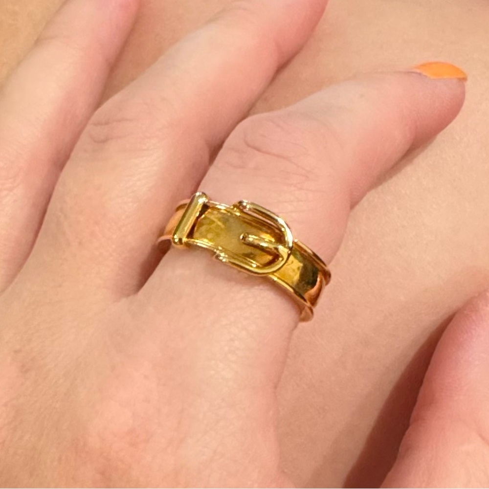 HERMES Belt Buckle Scarf Ring Gold Plated - Picture 3 of 6